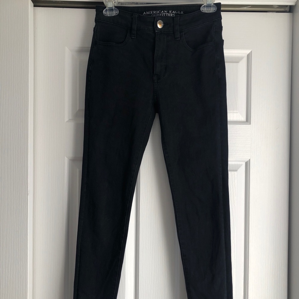 AE Black Denim High-Rise Jeggings